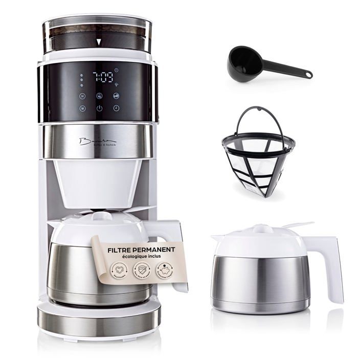Barista Machine à café avec écran tactile digital 800W blanc avec moulin + verseuse isotherme - Barista