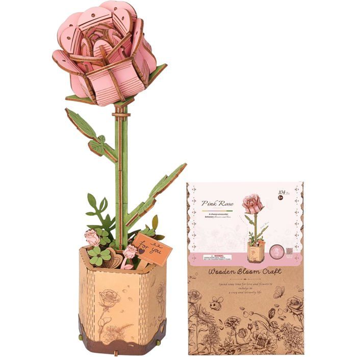 Puzzle 3D - ROBOTIME - TW041 - Rose en bois - 104 pièces - À monter soi‑même