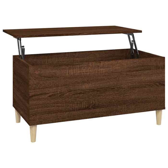Table basse en bois dingénierie - GKO - Chêne marron - 90x44 5x45 cm - Dessus relevable - Grand espace de rangement