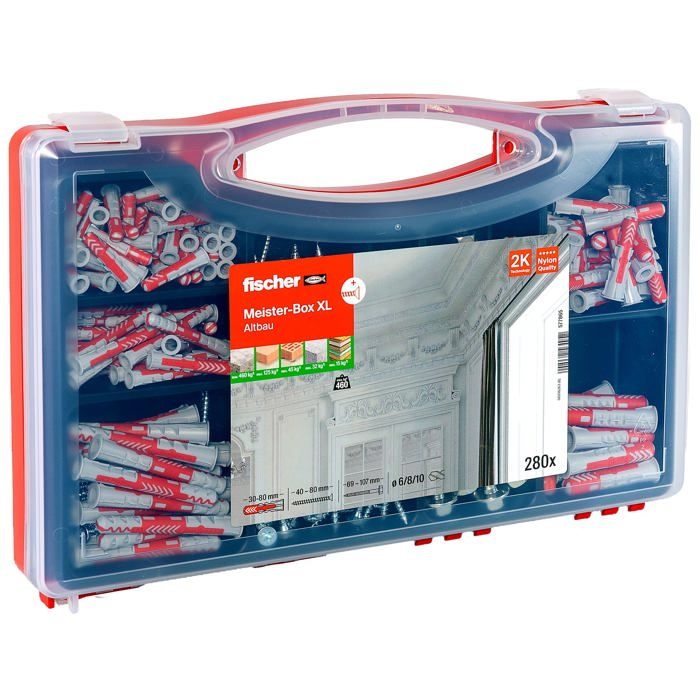 Chevilles universelles DuoPower fischer Lot de 280 pièces Diamètre 6 10 mm Longueur 30 80 mm
