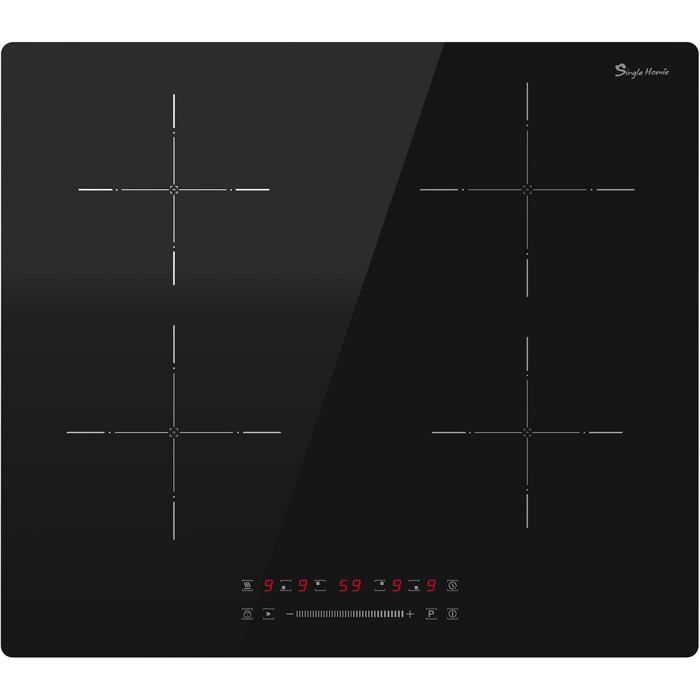 Plaque Induction 4 Feux Encastrable 6400W 60cm - Table Cuisson Vitrocéramique Noire Touch