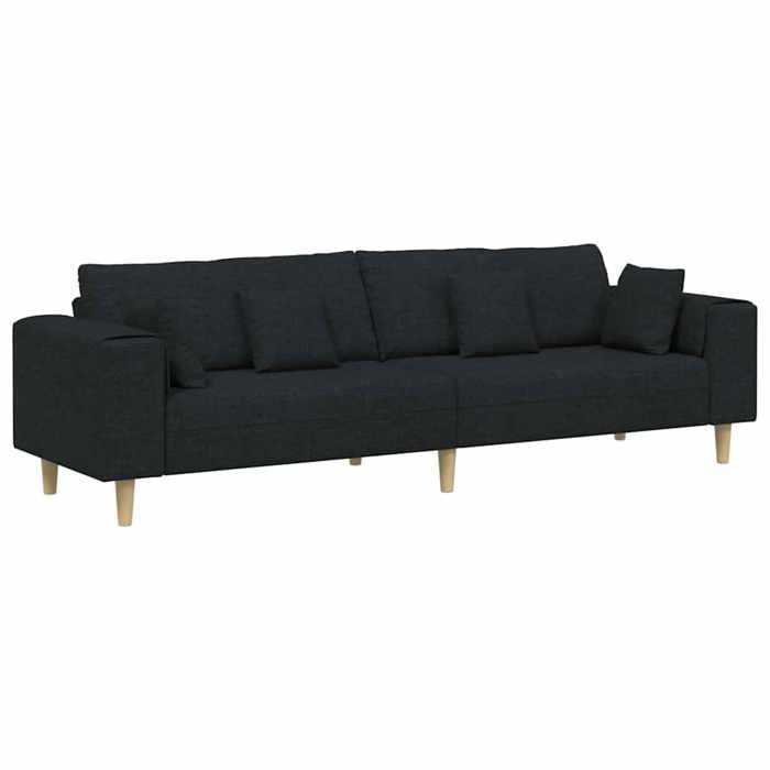 Canapé moderne en tissu - KALISSE - 250x77x76 cm - Noir - 4 places - Tissu respirant - Coussin à ressorts