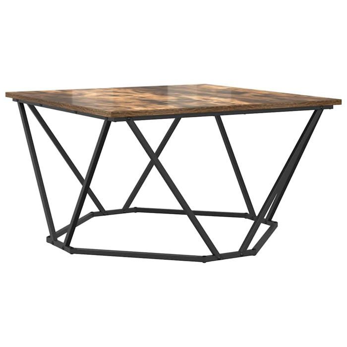 Table basse moderne - vidaXL - Chêne fumé - 80x80x45 cm - Bois dingénierie et acier - Finitions mates