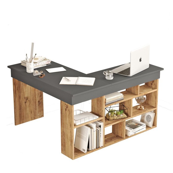 Bureau en bois CT5 - 129 x 120 x 72 cm - Pin atlantique Anthracite Bureau en bois CT5 - 129 x 120 x 72 cm - Pin atlantique Anthracite