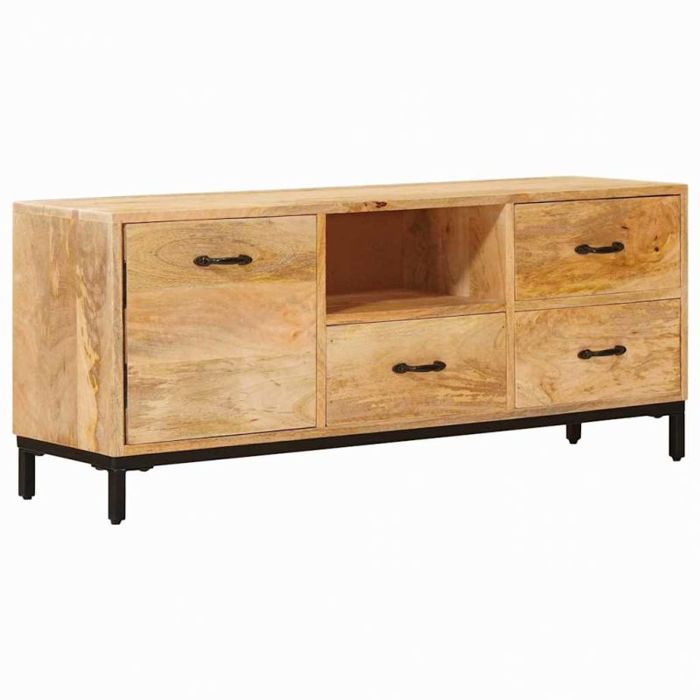 VIDAXL Meuble TV console manguier marron 110 x 30 x 46 cm avec tiroir et portes