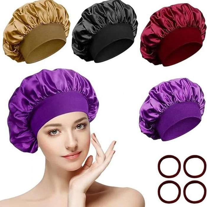 Bonnet de Nuit - Satin - 4 Pièces - Élastiques Inclus - Protection Cheveux - Doux