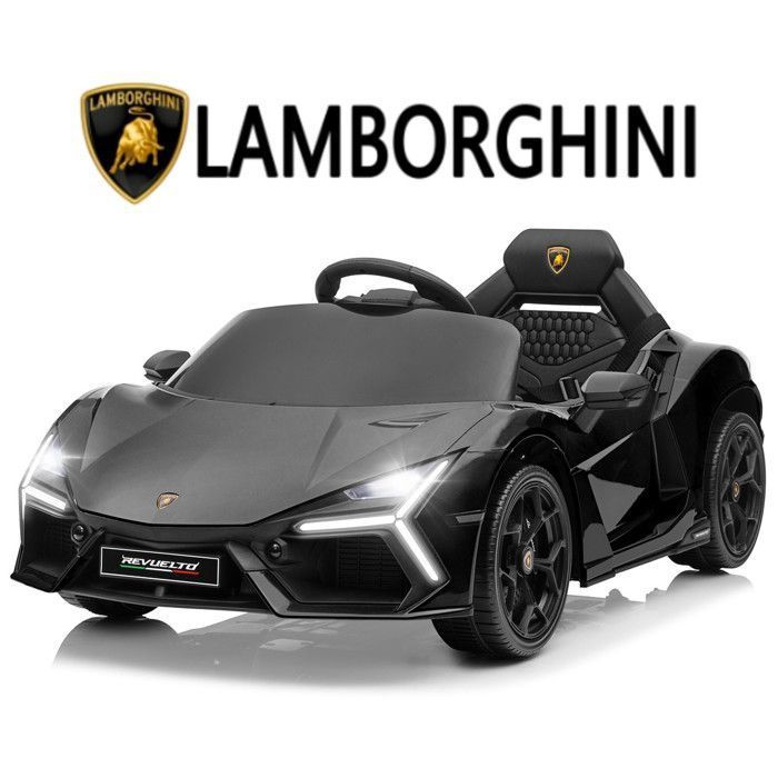 Voiture électrique Lamborghini Revuelto - LALAHO - 3 vitesses avec télécommande 2.4 G pour enfants de 3 à 6 Ans noir