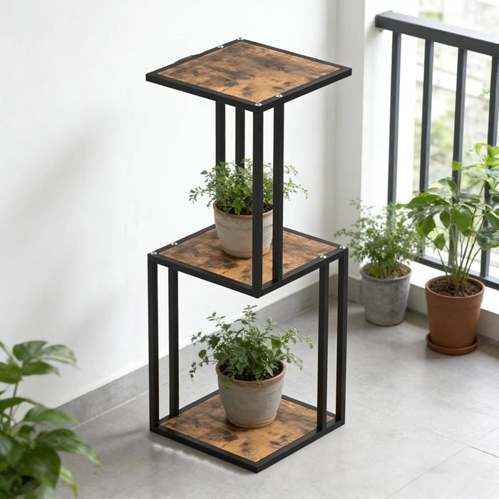 SUPFINE Support Plante à 3 Étages Supports de Pots de Fleurs Pour Intérieur et Extérieur Étagère de Rangement 30×30×83cm