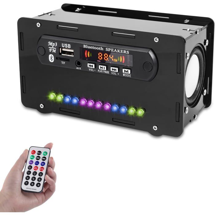 Kit de soudage électronique DONGKER DIY - Haut-parleur Bluetooth FM mini amplificateur stéréo LED