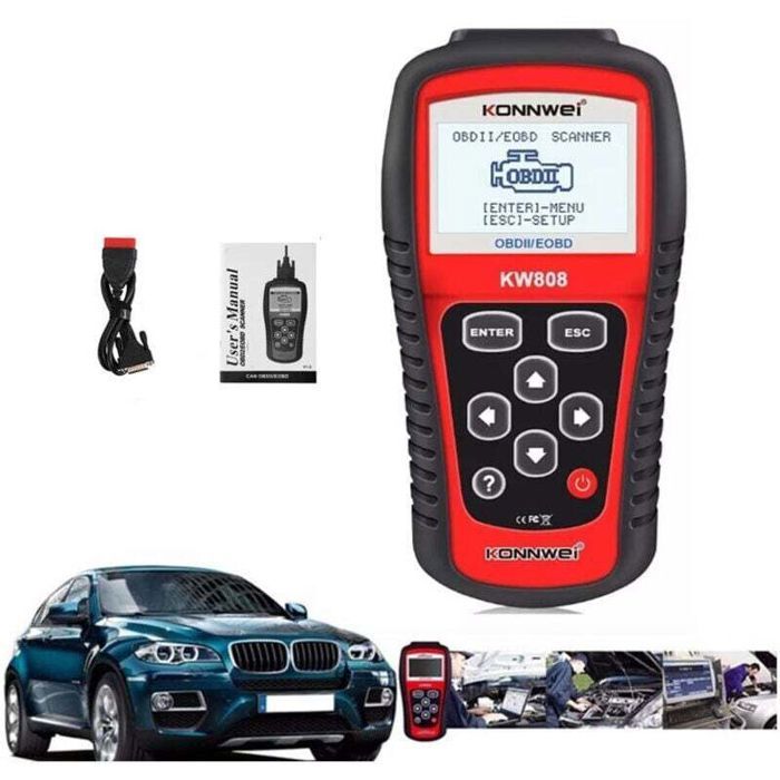 Scanner de diagnostic - PZCC - KW808 - Écran LCD couleur 128x64 - OBD-II/EOBD multi-marques - Lecture/effacement codes