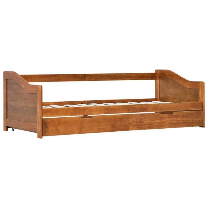 Structure de lit adulte - 1 PERSONNE - Cadre de lit extensible - sans matelas - marron miel 90x200cm 302 202757911