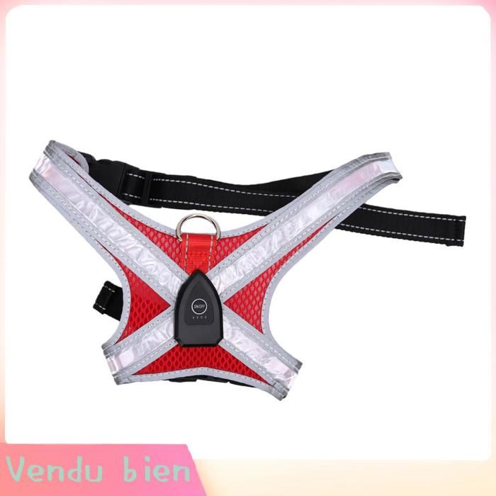 Garosa Harnais pour chien lumineux Harnais lumineux LED pour chien gilet lumineux pour animal de compagnie sport materiel Rouge
