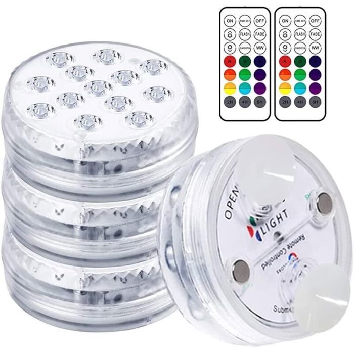 Lampe Piscine LED Lumières LED Submersibles Temps déclairage 30-50 heures IP68 Étanche 16 RGB Couleurs Changement Lampes Décorativ