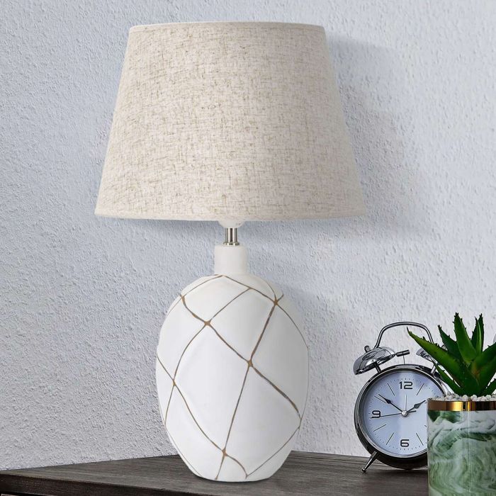 Lampadaire de Table Baha Dmora en Résine Blanche