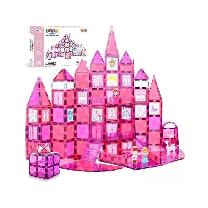 Blocs de Construction magnétiques Montessori - Jouet Montessori en tuiles magnétiques pour Enfants - Jouet de Construction