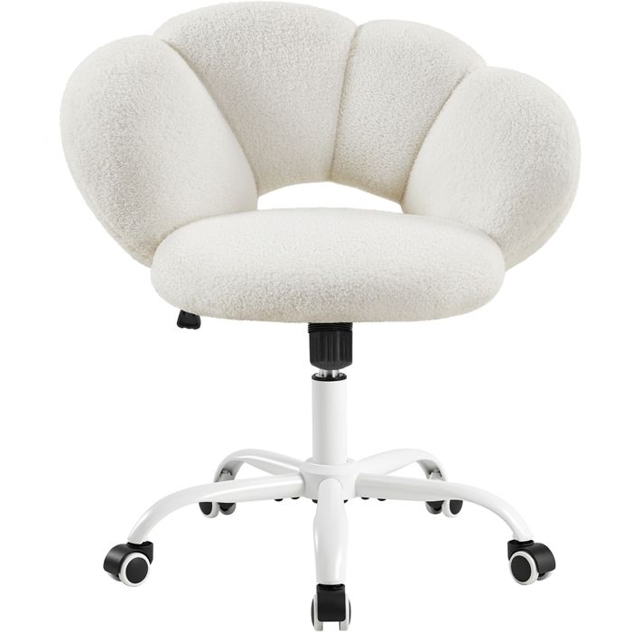 Yaheetech Chaise de Bureau Design Nuage en Tissu Bouclette Chaise Coiffeuse Réglable pour Chambre Bibliothèque Blanc Yaheetech Chaise de Bureau Design Nuage en Tissu Bouclette Chaise Coiffeuse Réglable pour Chambre Bibliothèque Blanc