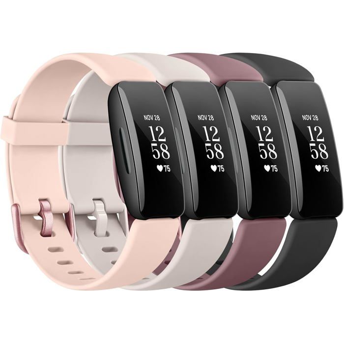 Bracelets en silicone pour montre connectée  - Lot de 4 bracelets - Compatibles Fitbit Inspire 2