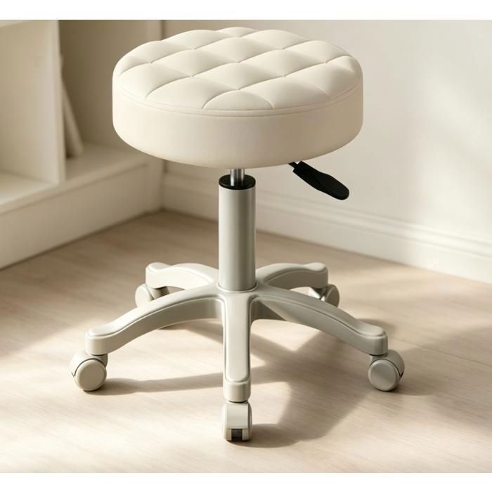 Tabouret de bureau 30X53 cm - GIPAZ - Pivotant à 360° - Similicuir étanche - Fauteuil pivotant - Blanc