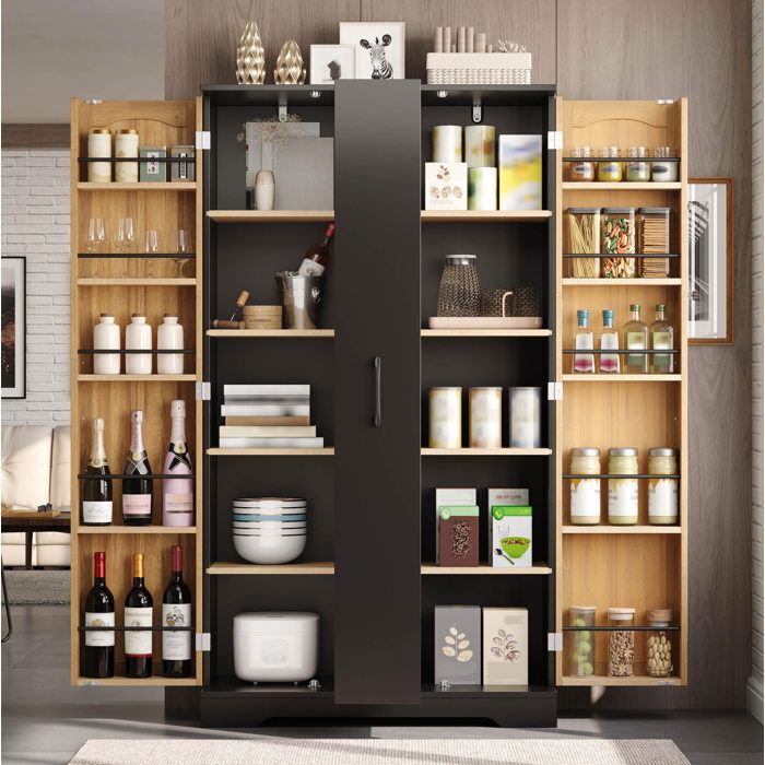 Meuble de cuisine – Armoire de rangement – MDF noir – 150 x 78 x 40 cm