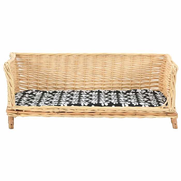 Panier pour chiens avec coussin - vidaXL - Naturel (panier) + noir et blanc (coussin) - polyester - 90x54x35 cm - Coussin amovible 2 Panier pour chiens avec coussin - vidaXL - Naturel (panier) + noir et blanc (coussin) - polyester - 90x54x35 cm - Coussin amovible 2