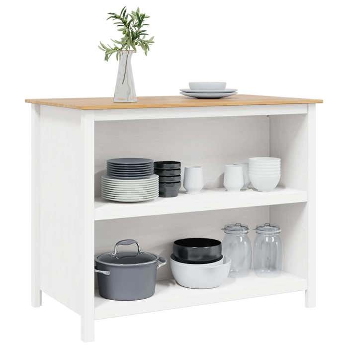 NEW Blanc Desserte Chariots & îlots - vidaXL - Îlots de Cuisine HILL Blanc 112X66X90 cm Pin massif - design moderne(1parcel)2243055