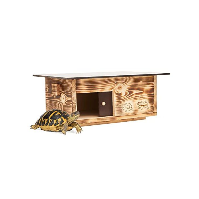 Abri pour tortue - WOID HERZ - SH4 - Bois massif 20 mm - Résistant aux intempéries - Porte coulissante verrouillable