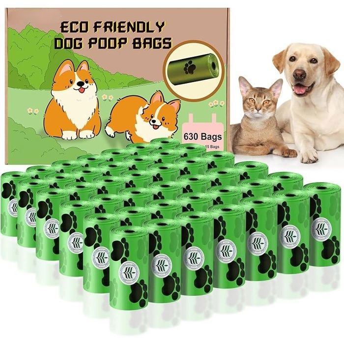630 Pièces Sac a Crottes Chien Biodegradable Anti-Fuite Sac à Crottes pour Chien Sac Dejection Canine Senteur Lavande 22.5 x 30CM