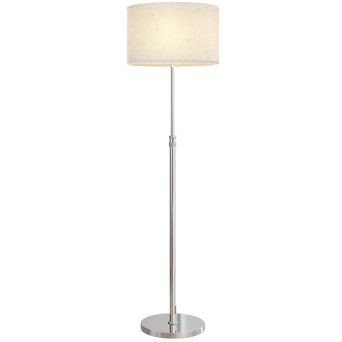 Lampadaire sur pied salon - HOMCOM - télécommande - dimmable - abat-jour en lin - hauteur réglable 133-168cm - argent