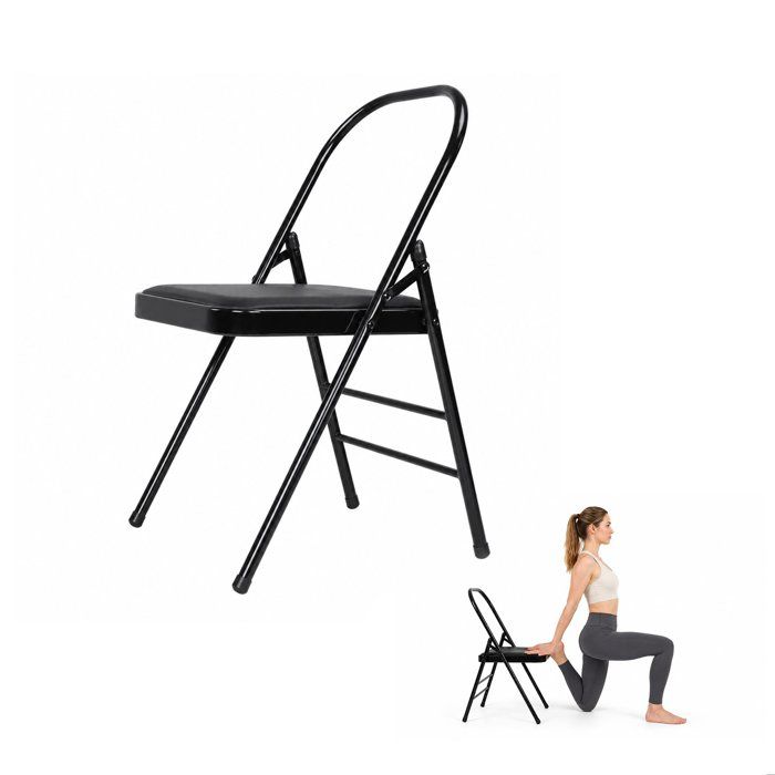 Chaise de yoga pliable Structure renforcée à double traverse entraînement de la flexibilité et de la force 45x47x80cm noir