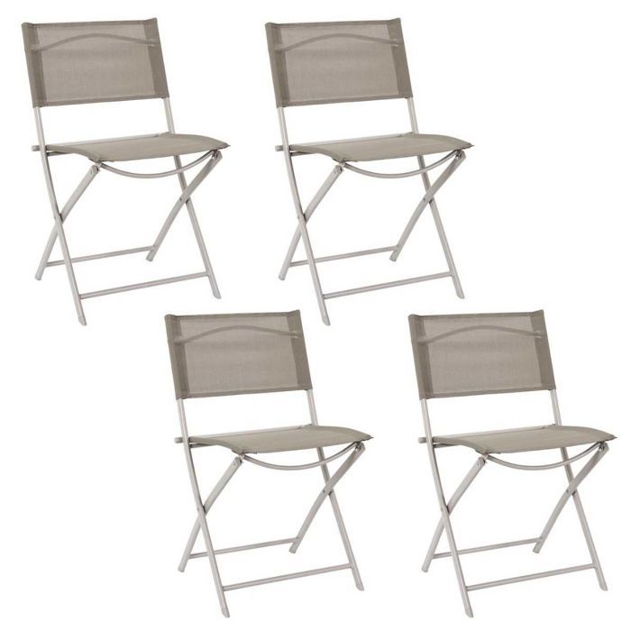 SANAE - Lot de 4 Chaises de Jardin Pliantes Beige SANAE - Lot de 4 Chaises de Jardin Pliantes Beige