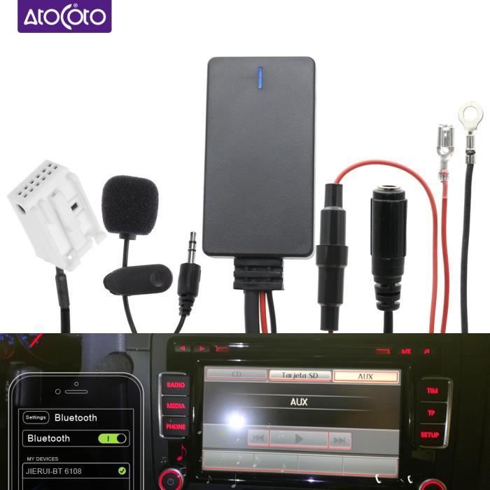 Kit Bluetooth de voiture Aux In câble Audio sans fil micro adaptateur mains libres pour Volkswagen Skoda Seat RCD510 RCD310 RNS315