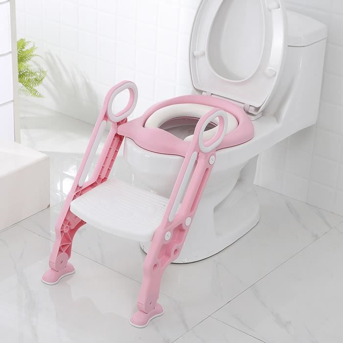 Réducteur De WC Pour Enfant Avec Échelle Réglable Pliable - Siège Toilette Portable Rose