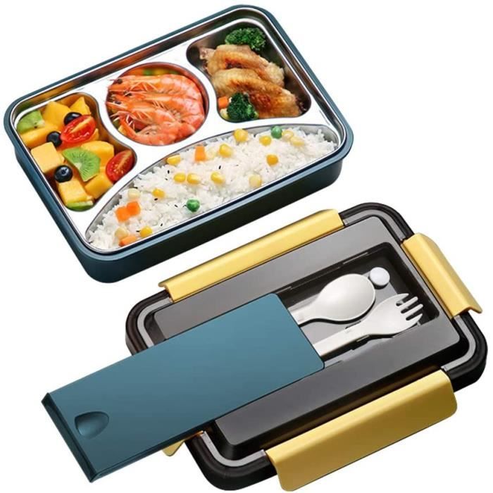2000ml Boîte à Bento En Acier Inoxydable, Lunch Box Inox Avec Compartiment, Anti Fuite, Bento Box Anti Fuite Avec Loquet, Passe Au Lave-vaisselle, Pour Bureau Voyage Camping, Pour Enfants Et Adultes