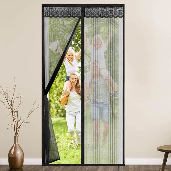 Moustiquaire AimantéE Fenetre 115x150 Cm Fenetre Fermeture Automatique Moustiquaire Fenetre Animaux AcceptéS Pour Fenetre D Entrée Intérieur Patio Noir Z