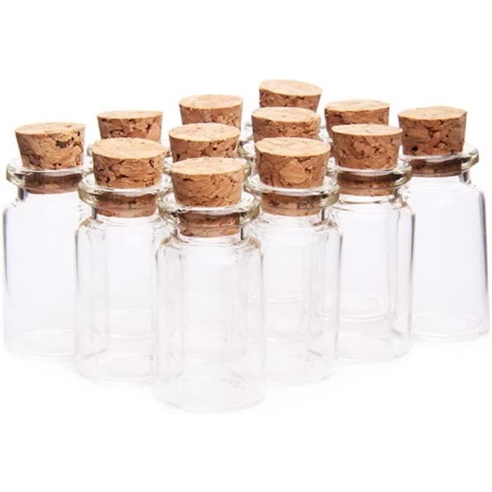 Lot De 20 Bocaux En Verre Avec Bouchon Liège - Décoration Fleurie, Pour Dragées, Cadeaux, Thème Nature Bleu