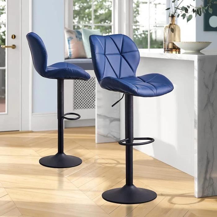 Tabourets De Bar VASAGLE – Lot De 2 – Hauteur Réglable 63-84 Cm – Pivotants – Dossier Ergonomique – PU Noir – Capacité 120 Kg - 9