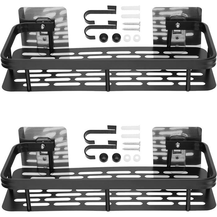 MUUKAIII Etagere Salle de Bain Sans Percage Noir 2 Pièces Etagere
