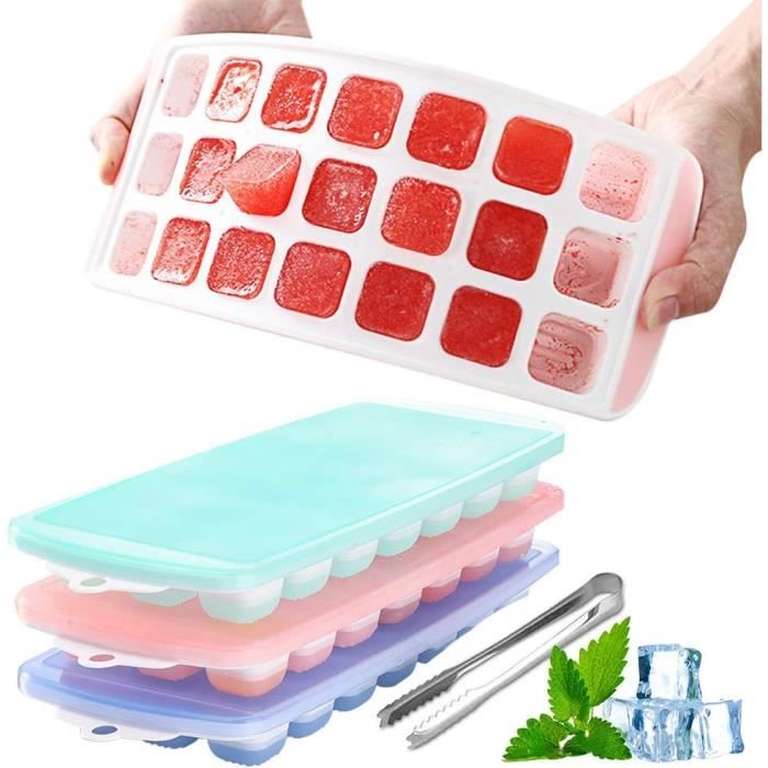 3 Moules à Glaçons Silicone 24 Compartiments VFANDV - Bac à Glaçons Empilable Pour Boissons, Fruits