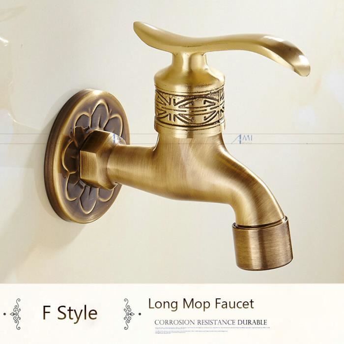 Robinet Mural Vintage En Laiton - Style Antique Sculpté - Pour Jardin, Machine à Laver, Point D'eau Extérieur - Finition Couleur Modèle 1