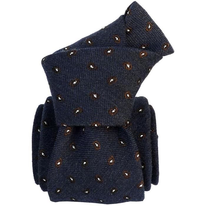 Cravate Segni Disegni Luxe – Mogador Bleu – Fait Main – Italie – Motif Rayé Club – Classique – Unisexe – Neuf Avec étiquettes