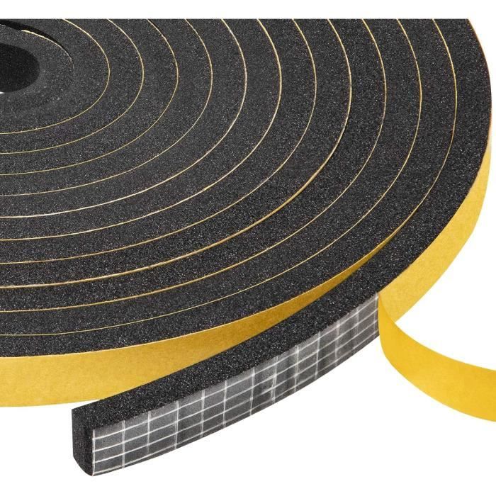 Joint Fenêtre Isolation Joint Porte de Mousse Adhésive Bande Caoutchouc Anti-froid Antichoc 2pcs 10mmx6mmx8m Noir et Jaune
