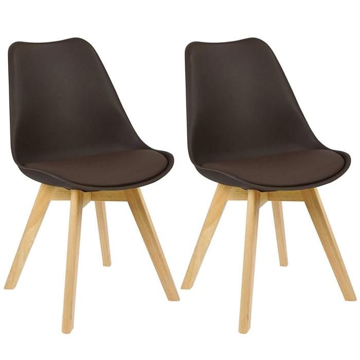 Chaises de cuisine salle à manger 2 pièces marron 19_0000548 Chaises de cuisine salle à manger 2 pièces marron 19_0000548