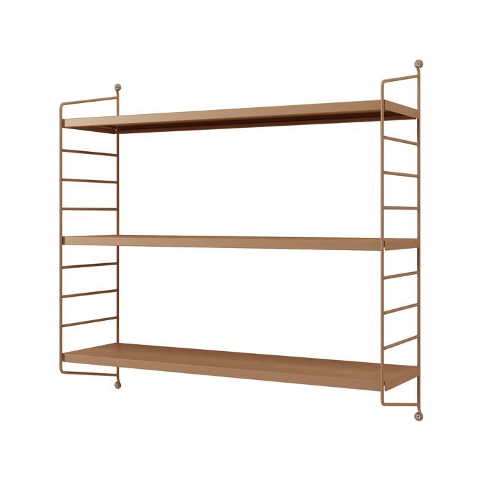 Relaxdays Étagère Murale 3 Niveaux 60x60x15 Cm - Rangement MDF & Fer Blanc-Or Pour Salon, Cuisine Et Chambre
