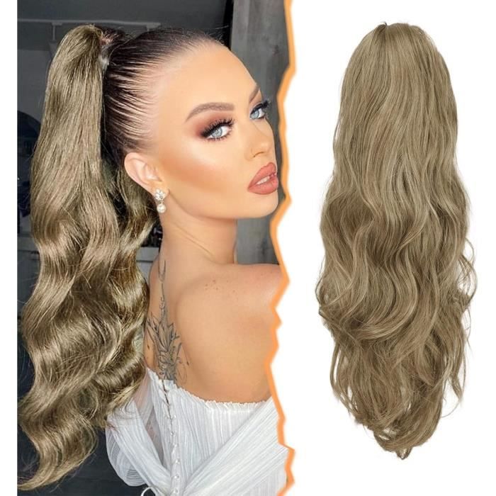 Queue De Cheval Synthétique Brune Claire, Cheveux Longs Ondulés, Avec Clip - Neuf Sans étiquettes
