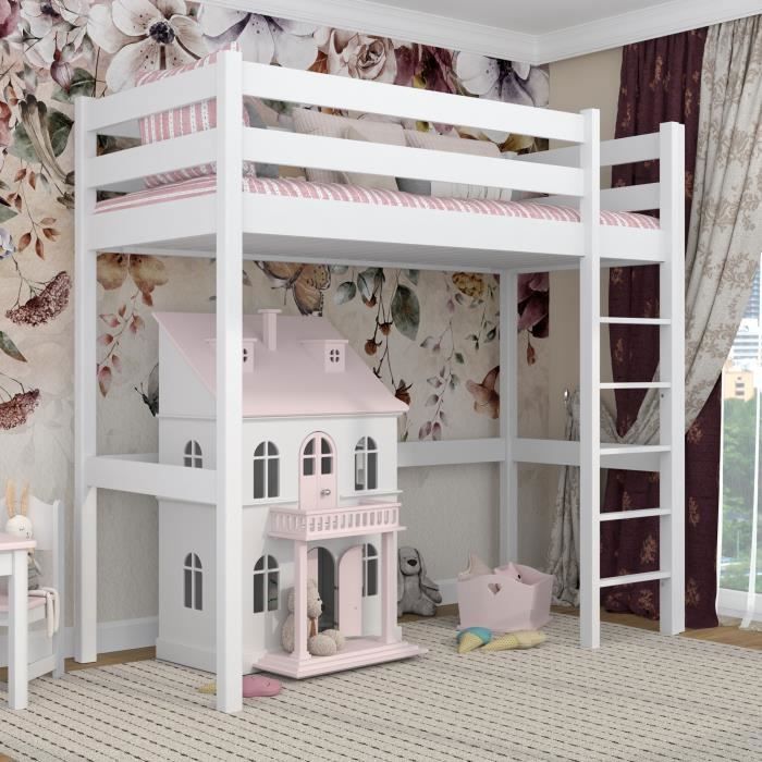 Lit Mezzanine 1 Place En Bois – Fabrication Française – Avec Matelas Inclus