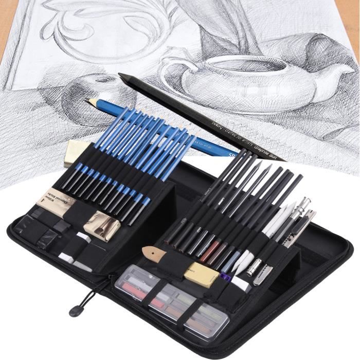 Hhhouu Professionnel Colore Crayons De Dessin Art Set, Avec Graphite & Crayons De Couleur Au
