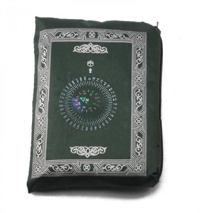 Version 100x60cm Vert Fonce Tapis De Priere Musulman Polyester Portable Tresse Simplement Imprimer Avec Boussole Dans La Poche Cdiscount Maison