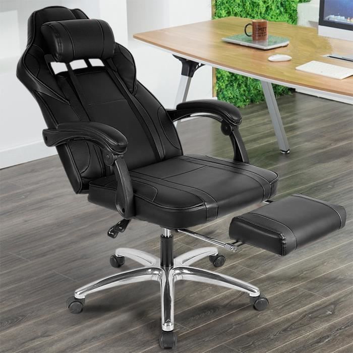 Chaise Fauteuil de Bureau Gamer Dossier Inclinable Appuietête Réglable