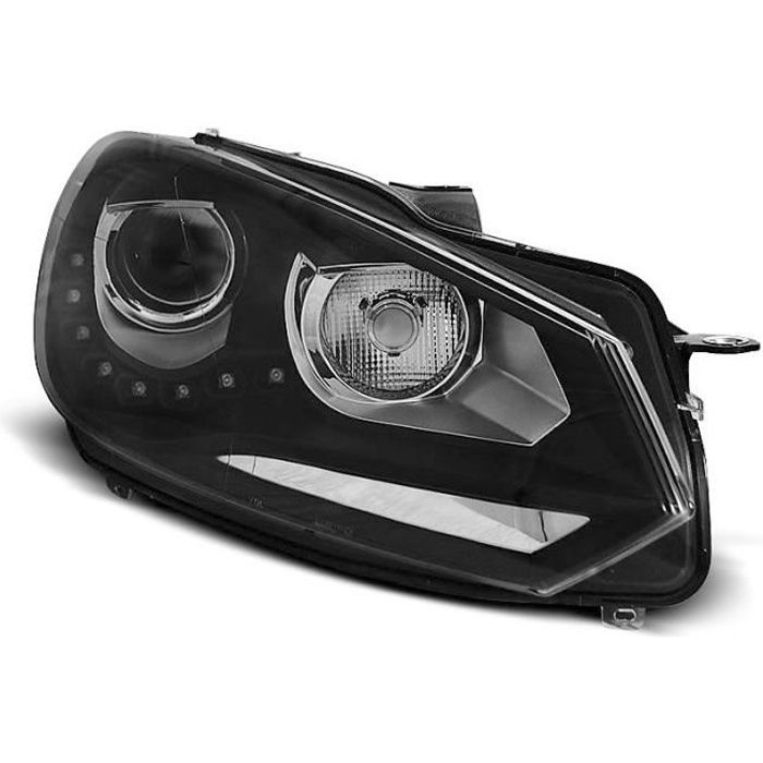 Paire de feux phares VW Golf 6 08-12 Daylight led DRL noir (WG3)