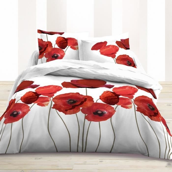 Promo Linge Couette imprim/ée 220x240 cm Coquelicot